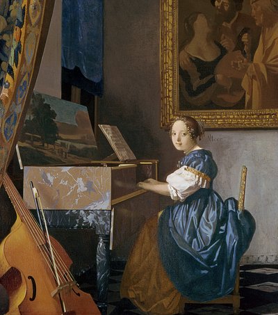 Eine junge Dame, die an einem Virginal sitzt, ca. 1670 von Jan Vermeer van Delft